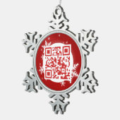 QR Code-frohe Weihnacht-lustige Schneeflocken Zinn-Ornament (Rechts)