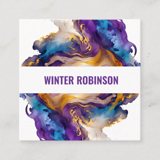 QR-Code für abstrakte Aquarell Quadratische Visitenkarte (Vorderseite)