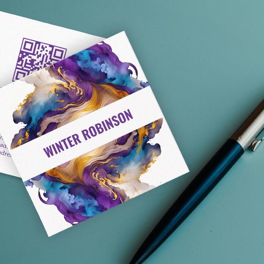 QR-Code für abstrakte Aquarell Quadratische Visitenkarte