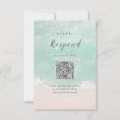 QR-Code für abstrakte funkelnde Hochzeiten am Stra RSVP Karte (Vorderseite)