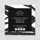 QR-Code für Abstrakte Schwarz-Weiß-Kunst Quadratische Visitenkarte (Rückseite)