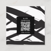 QR-Code für Abstrakte Schwarz-Weiß-Kunst Quadratische Visitenkarte (Vorderseite)
