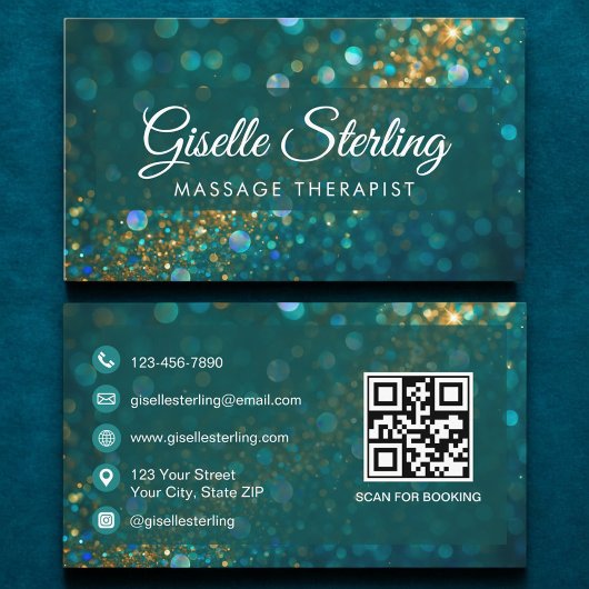 QR-Code für aquamarin-Gold-Glitzer-Opal-Massagethe Visitenkarte