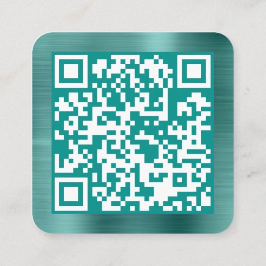 QR-Code für Aquamarine Firmenlogos mit Pinselstric Quadratische Visitenkarte (Rückseite)