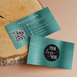 QR-Code für Aquamarine Firmenlogos mit Pinselstric Visitenkarte