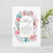 QR-Code für aquamarine Hochzeit in Urlaubsort und Einladung (Stehend Vorderseite)