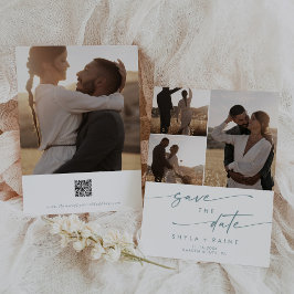 QR-Code für Aquamarines und weißes Foto von Boho C Save The Date