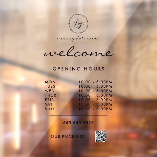 QR-Code für Begrüßungszeiten transparent Fensteraufkleber (Blatt 2)