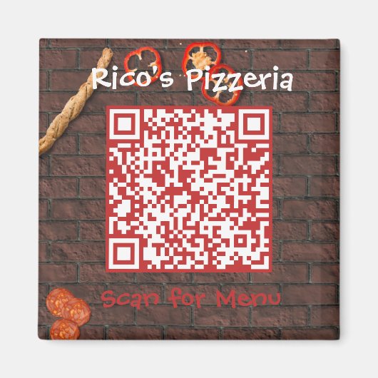 QR-Code für benutzerdefinierte Pizzeria Magnet (Vorne)