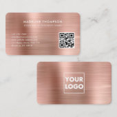 QR-Code für beruflich gebürstete Rose-Gold-Logos Visitenkarte (Vorne/Hinten)