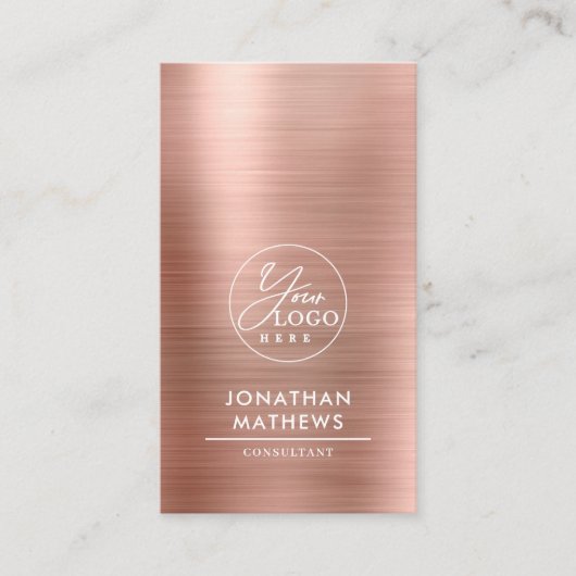 QR-Code für beruflich gebürstete Rose-Gold-Logos Visitenkarte (Vorderseite)