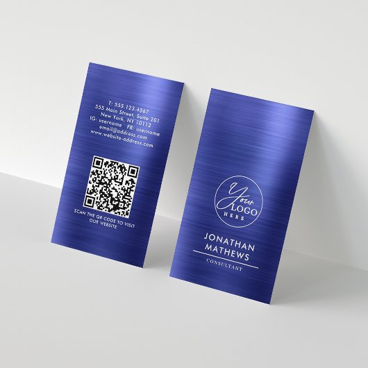 QR-Code für beruflich gebürstetes Metallic Blue-Lo Visitenkarte