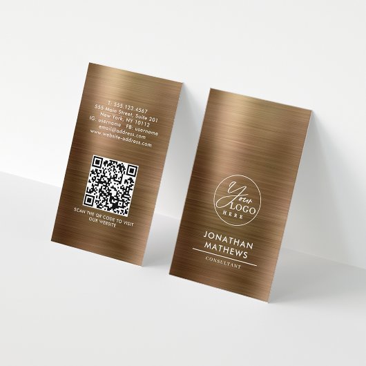 QR-Code für beruflich gebürstetes Metallic-Gold-Lo Visitenkarte