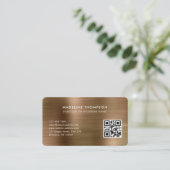 QR-Code für beruflich gebürstetes Metallic-Gold-Lo Visitenkarte (Stehend Vorderseite)