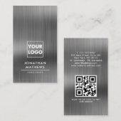 QR-Code für beruflich gebürstetes Metallic-Graues  Visitenkarte (Vorne/Hinten)