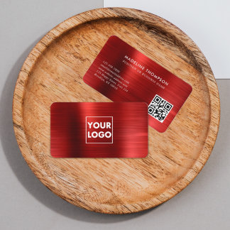 QR-Code für beruflich gebürstetes Metallisches Rot Visitenkarte