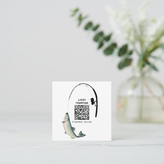 QR-Code für berufliche Chargen des Fischereileitfa Quadratische Visitenkarte (Stehend Vorderseite)