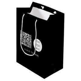 QR-Code für berufliche Geschäftslogos und Schwarz  Mittlere Geschenktüte