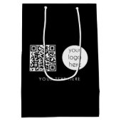 QR-Code für berufliche Geschäftslogos und Schwarz Mittlere Geschenktüte (Rückseite)