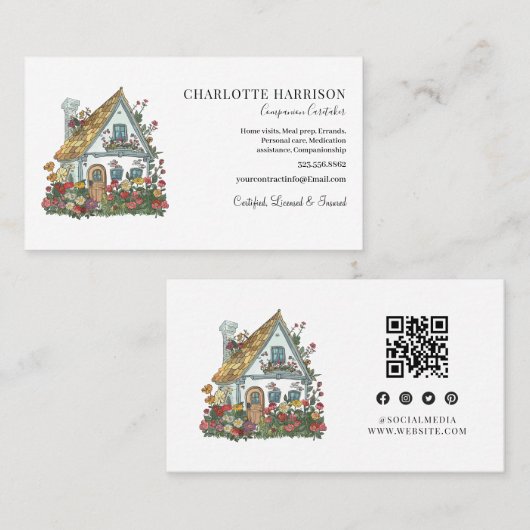 QR-Code für berufliche Hausangestellte Visitenkarte (Vorne/Hinten)