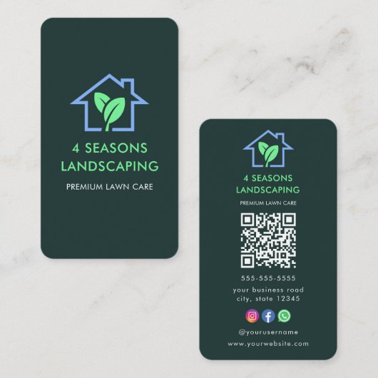 Qr-Code für berufliche Landschaftsschutzzeichen Visitenkarte (Vorne/Hinten)