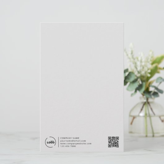 QR-Code für berufliche, moderne Firmenlogos Grau Briefpapier (Stehend Vorderseite)