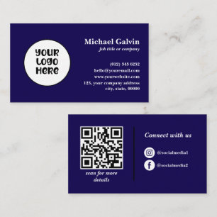 QR-Code für berufliche Navy-Custom-Business-Logos Visitenkarte
