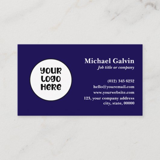 QR-Code für berufliche Navy-Custom-Business-Logos Visitenkarte (Vorderseite)