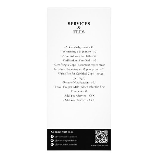 QR-Code für berufliche Pen-Logos Notar Öffentliche Werbekarte (Hinten)