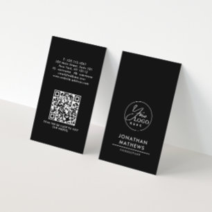 QR-Code für berufliche Schwarz-weiße Logos Visitenkarte
