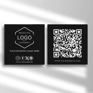 QR-Code für Berufliche Schwarze Logos Quadratische Visitenkarte