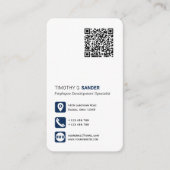 QR-Code für berufliche soziale Medien blau Visitenkarte (Vorderseite)