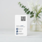 QR-Code für berufliche soziale Medien blau Visitenkarte (Stehend Vorderseite)