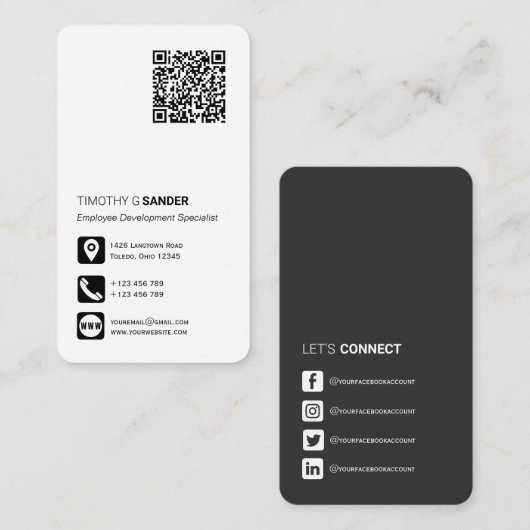 QR-Code für berufliche soziale Medien Visitenkarte (Vorne/Hinten)