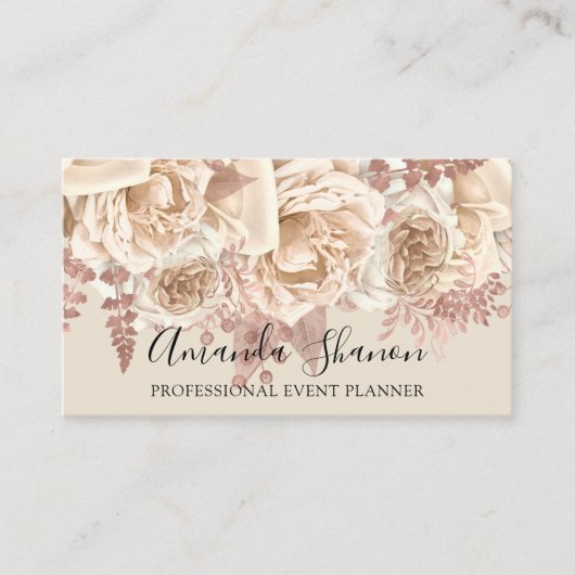 QR-Code für berufliche Veranstaltungsplaner Rose B Visitenkarte (Vorderseite)