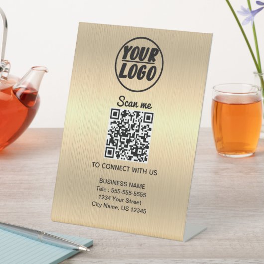 QR-Code für Berufliches Business-Logo Gold Sockelschild (In Situ)