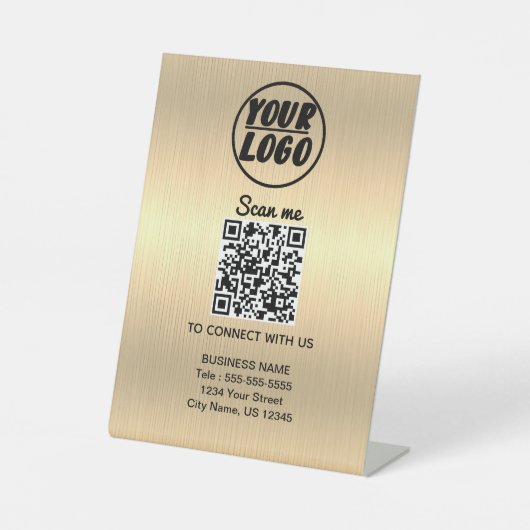 QR-Code für Berufliches Business-Logo Gold Sockelschild (Vorderseite)