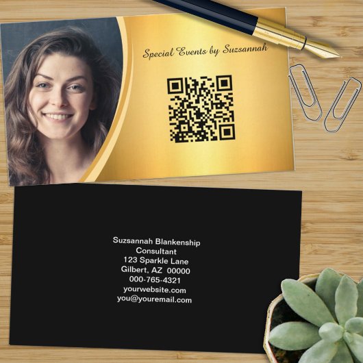 QR-Code für berufliches Foto mit Goldlackierung Visitenkarte