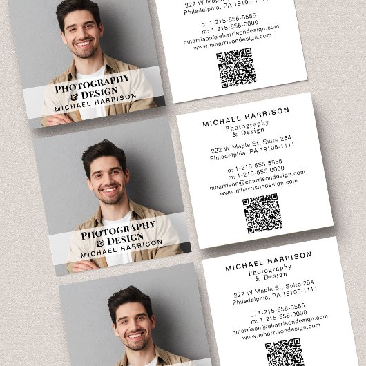 QR-Code für berufliches Foto Quadratische Visitenkarte