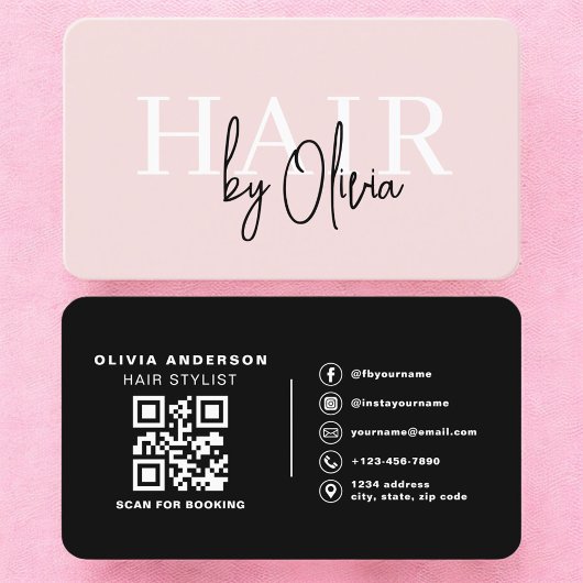 QR-Code für berufliches Rosa Haar Visitenkarte