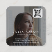 QR-Code für berufliches Schwarz-Weiß-Foto Quadratische Visitenkarte (Rückseite)