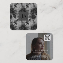 QR-Code für berufliches Schwarz-Weiß-Foto Quadratische Visitenkarte