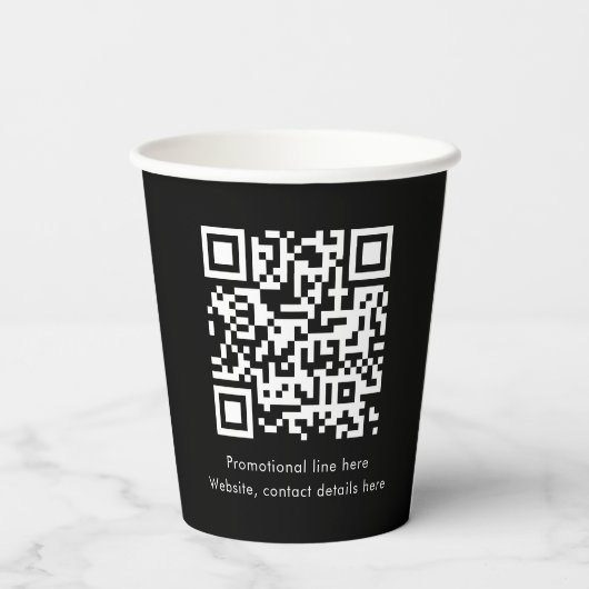 QR-Code für Berufliches Schwarzes Unternehmen Pappbecher (Rückseite)