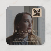 QR-Code für berufliches Vintages Foto Quadratische Visitenkarte (Rückseite)