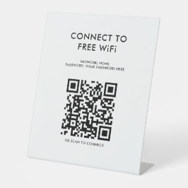 QR-Code für berührungsloses Menü Connect WiFi weiß Sockelschild