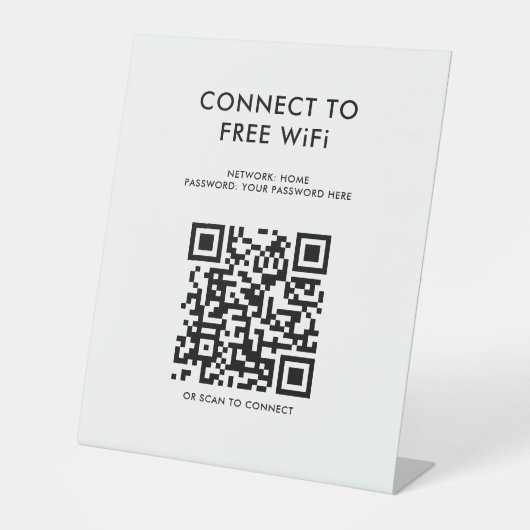 QR-Code für berührungsloses Menü Connect WiFi weiß Sockelschild (Vorderseite)