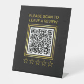 QR-Code für Black 5 Star Review Business Rating Sockelschild (Vorderseite)