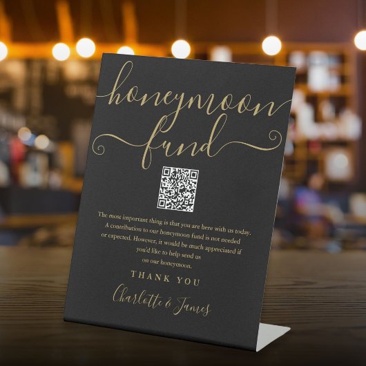 QR-Code für Black and Gold Honeymoon Fund Sockelschild