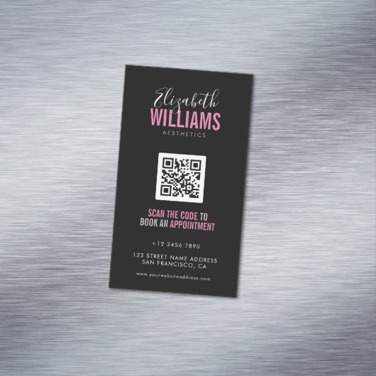 QR-Code für Black Pink Beauty Salon Magnetische Visitenkarte (Beispiel)