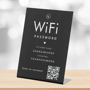 QR-Code für Black WiFi Password Code Business-Logo Sockelschild